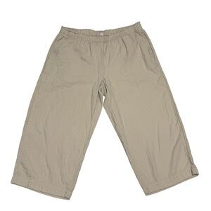 Old Navy Women’s XXL High Rise Wide Leg Cropped Pants Beige Cotton Comfort Waist